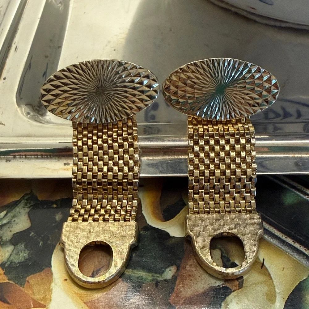 Vintage Gold Textured Oval Cufflinks